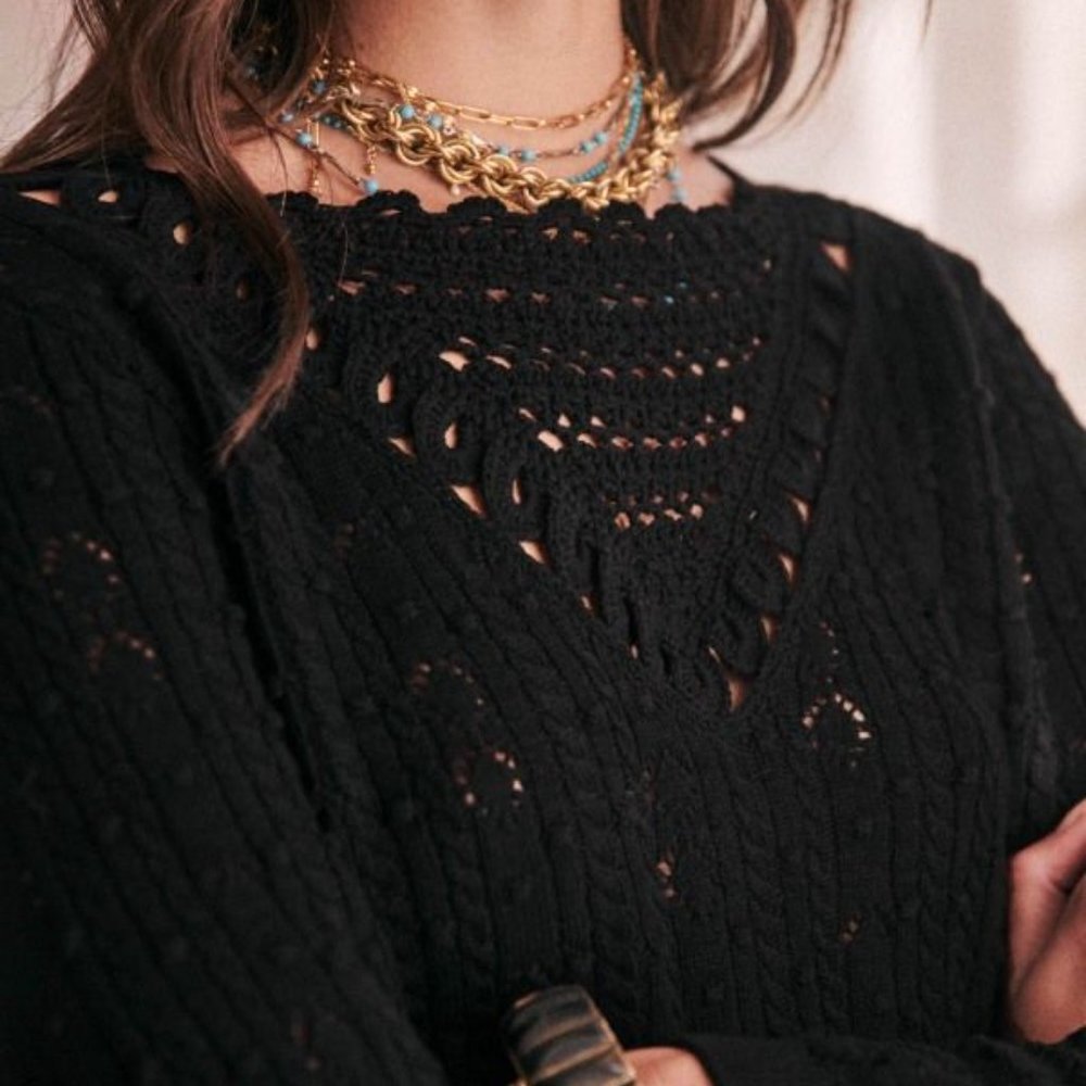 Sezane Trecy Jumper - Black - Size S